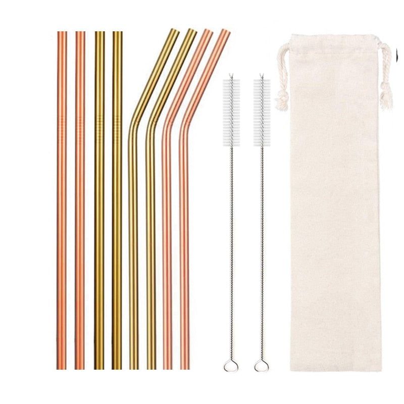 10 Colors Reusable Stainless Steel Eco-Friendly Straw