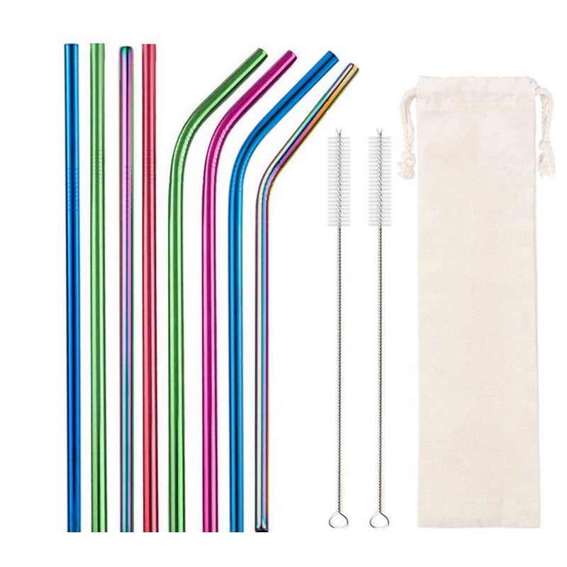 10 Colors Reusable Stainless Steel Eco-Friendly Straw