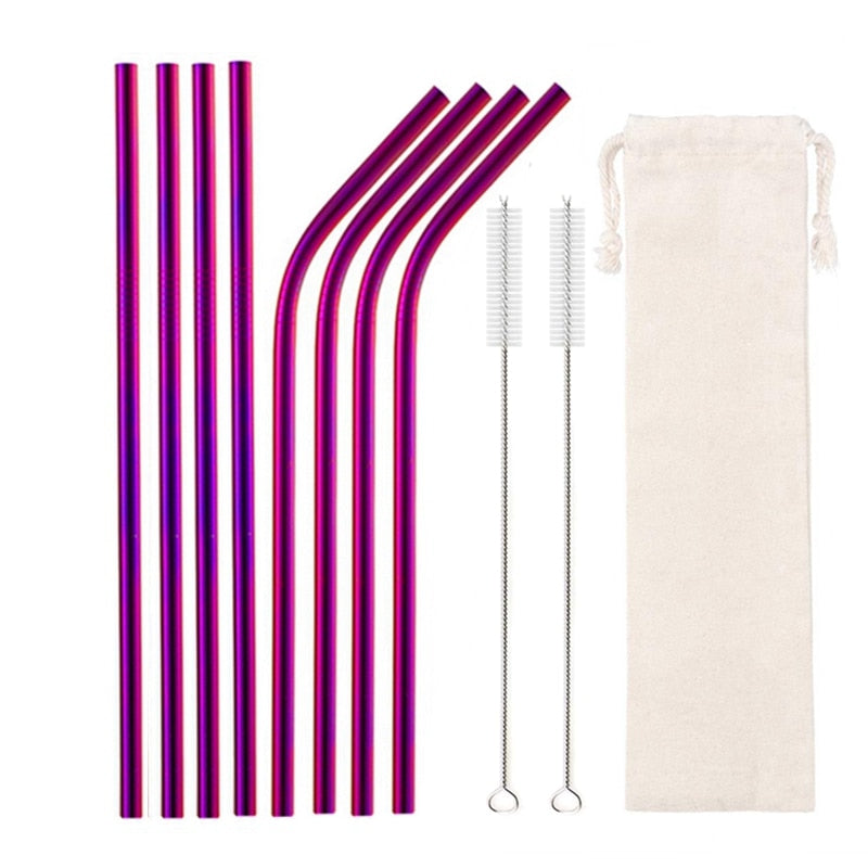 10 Colors Reusable Stainless Steel Eco-Friendly Straw