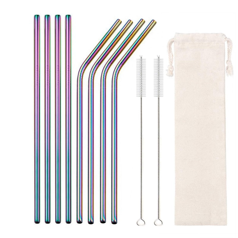 10 Colors Reusable Stainless Steel Eco-Friendly Straw