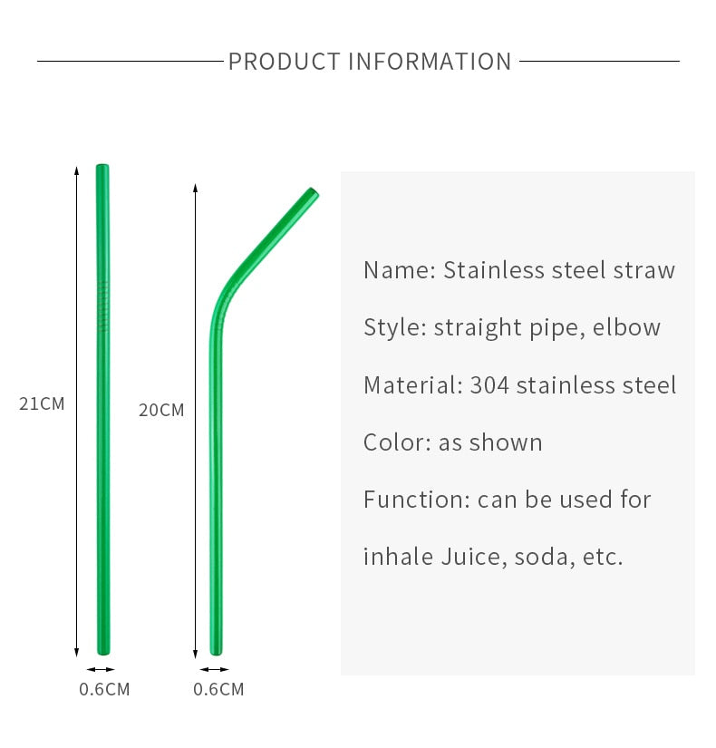 10 Colors Reusable Stainless Steel Eco-Friendly Straw