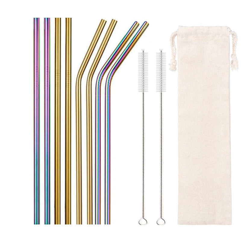 10 Colors Reusable Stainless Steel Eco-Friendly Straw