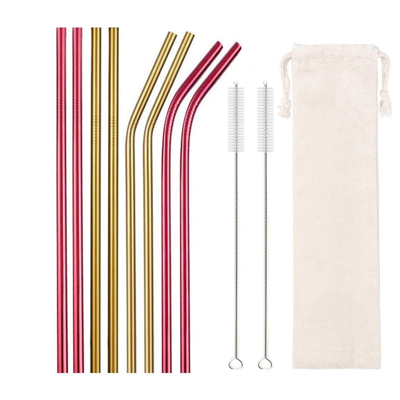 10 Colors Reusable Stainless Steel Eco-Friendly Straw