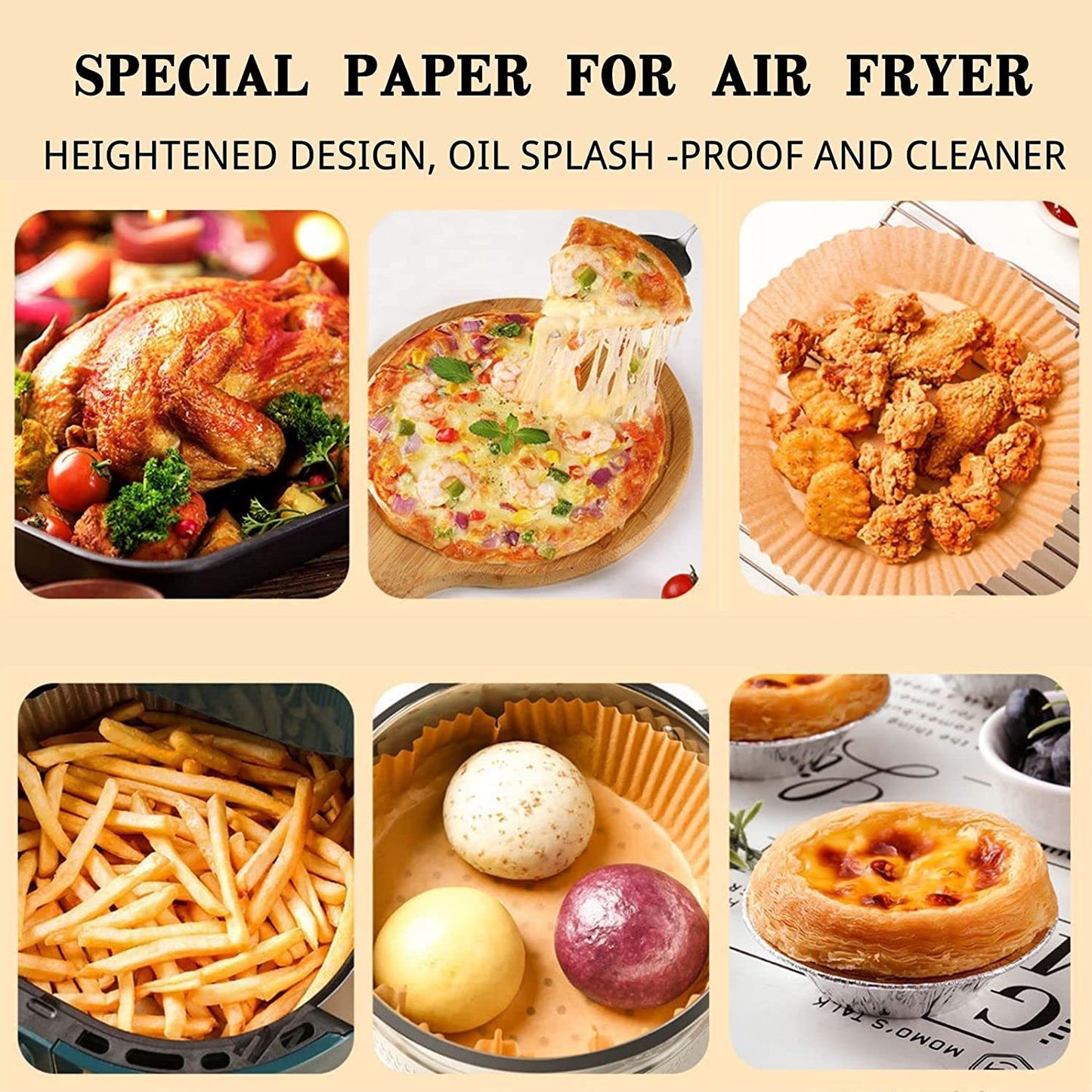 50pcs Air Fryer Disposable Non-Stick Paper Liner